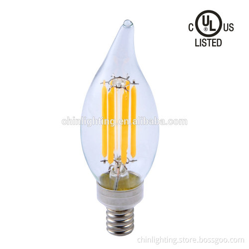 Chinlighting UL and cUL listed C32 B11 5W Candle flame led lamp filament light